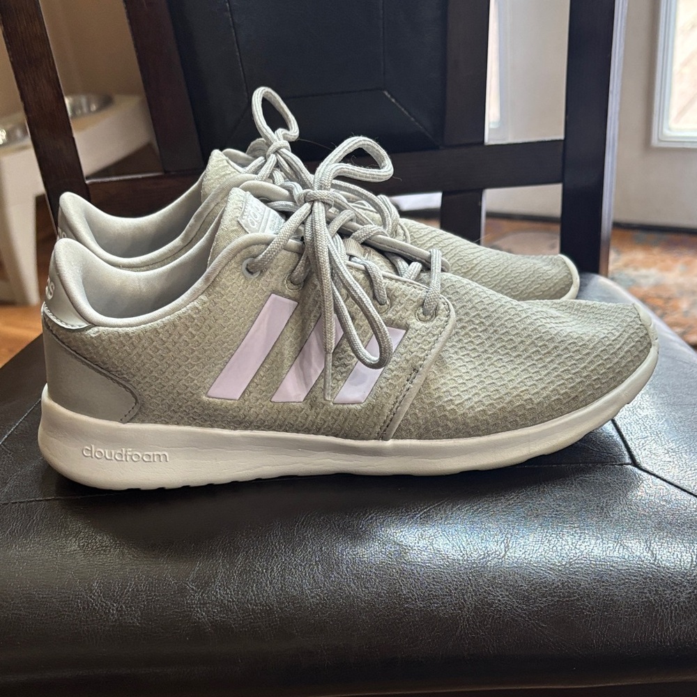 Adidas Women's Light Gray and White Sneakers